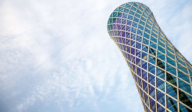 Tornado Tower, located in Doha’s West Bay, incorporates latest sustainability features for the efficient use of energy. (Image Corbis)